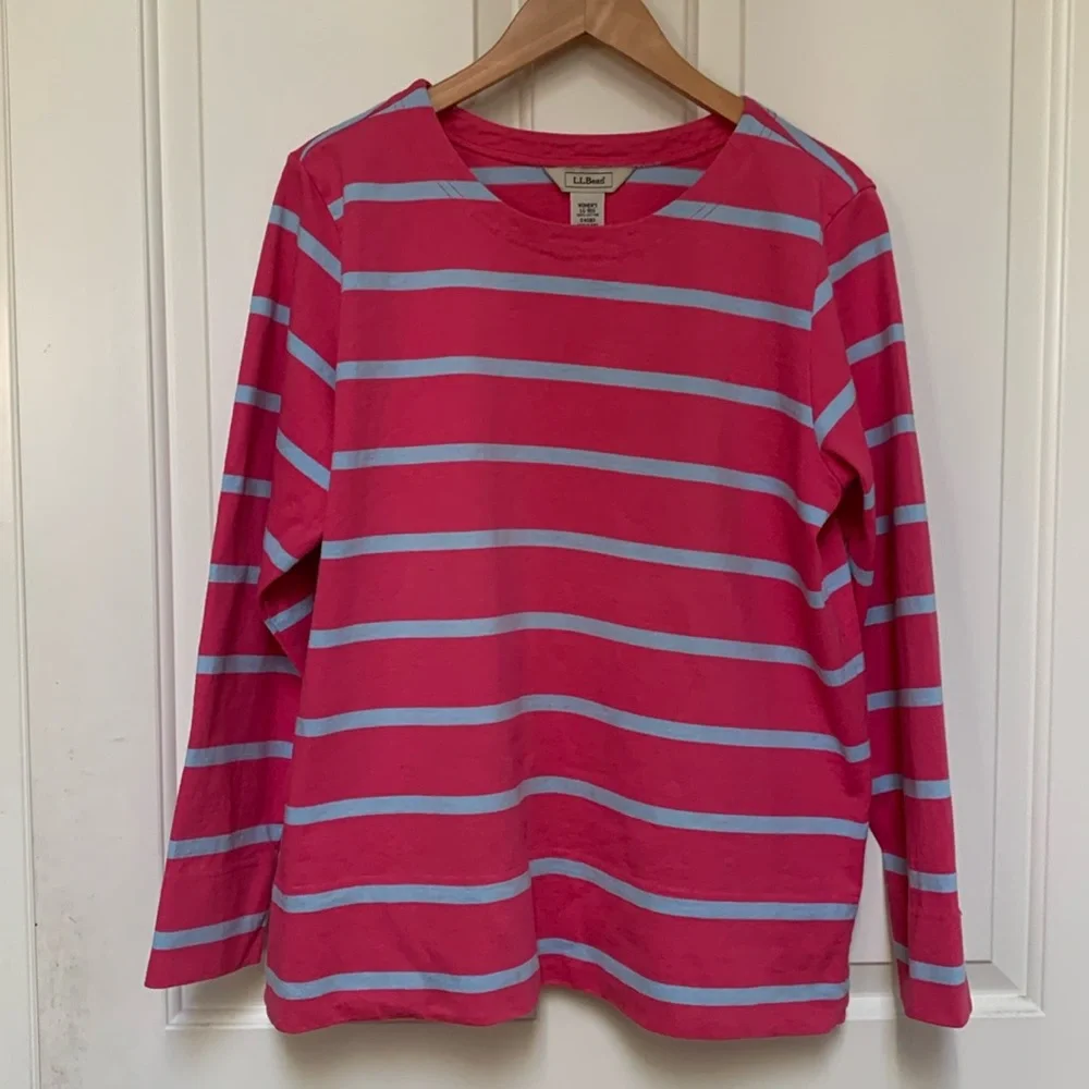 Llbean womens striped top, like new! Sz L - Picture 1 of 3